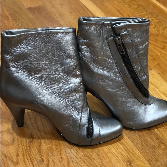Silver Ankle Cross Zip Booties - Picture 8 of 10